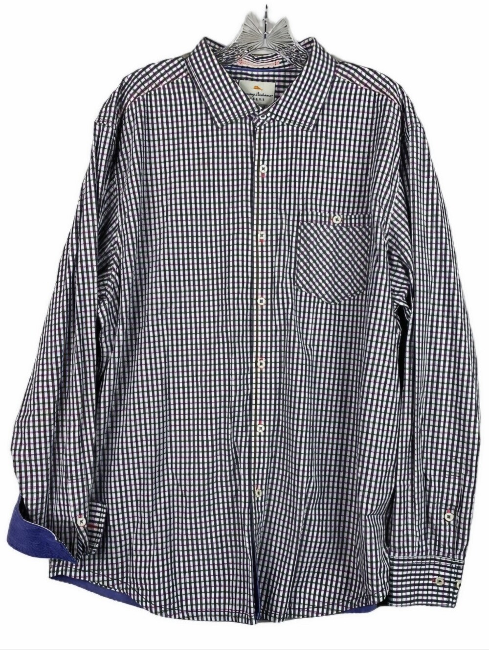 Tommy Bahama Island Crafted Check Print Button Down Shirt Long Sleeves Size XL